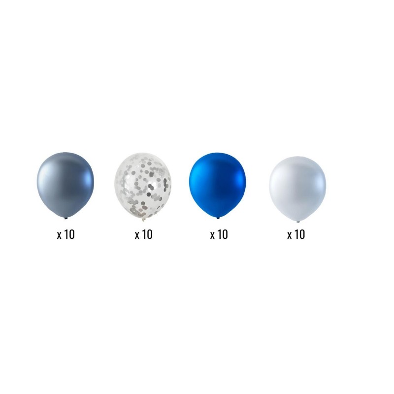 Ballonger - Ballonger 40-pack Silver, Konfetti, Blå Metallic och Vit - 2