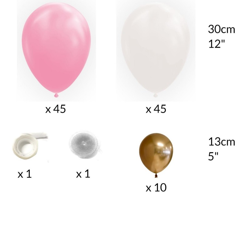 Ballongbågar – Skapa Imponerande Dekorationer för Alla Festtillfällen - Ballongbåge Rosa & Guld - 100 Ballonger - 2