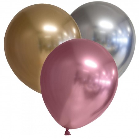 Ballonger - 9-pack Chrome - Guld, silver och Rosa - 30 cm (12") - 1