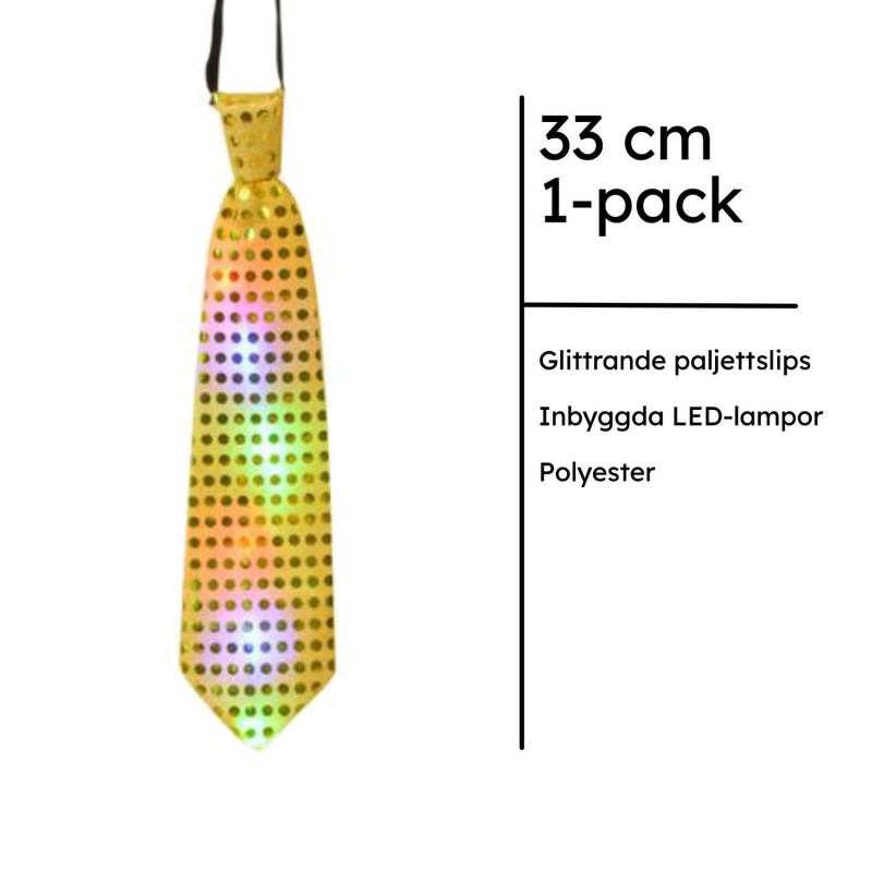 Roliga Prylar - Slips Guld Blinkande LED - Rolig Slips, Paljett - Strass Slips  Paljetter Design - Lätt att Använda - 2