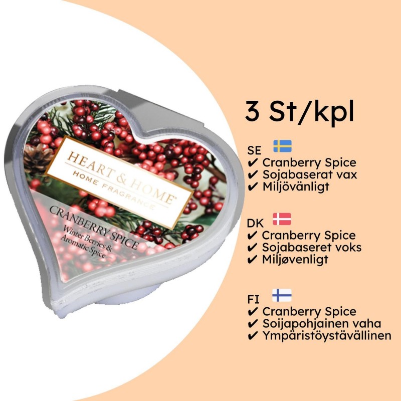 Doftljus, Doftvax och Aromalampor - Doftvax Sojavax Cranberry Spice Tranbär Juldoft 3-pack - 2