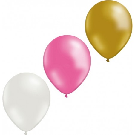 Ballonger - Ballonger 12-pack Guld, Rosa och Vit - 30 cm (12") - 1