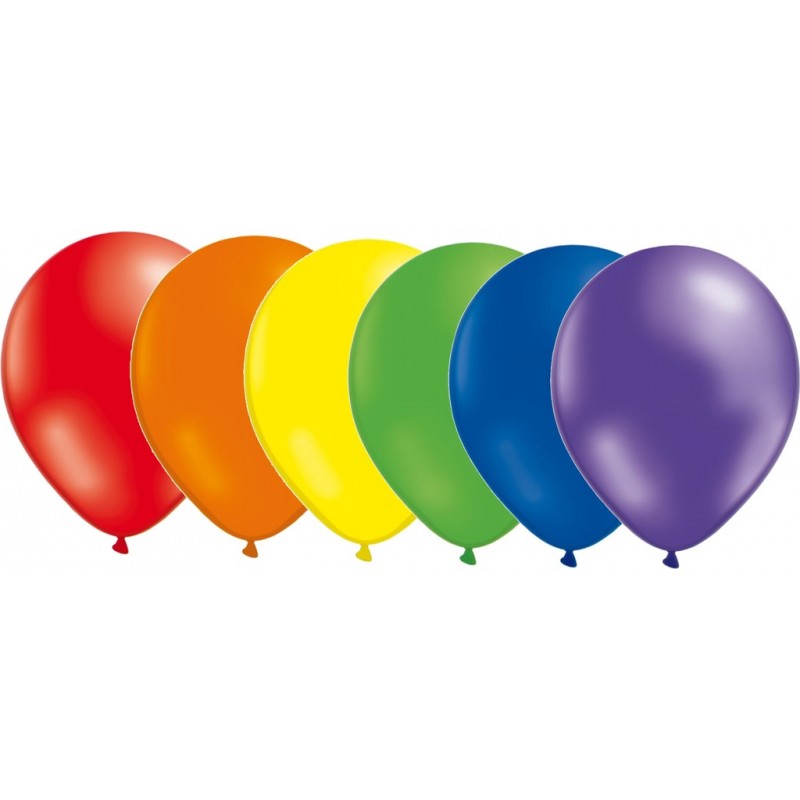 Sex ballonger i glada regnbågsfärger, en festlig syn för pride och glädje! Del av ett 24-pack