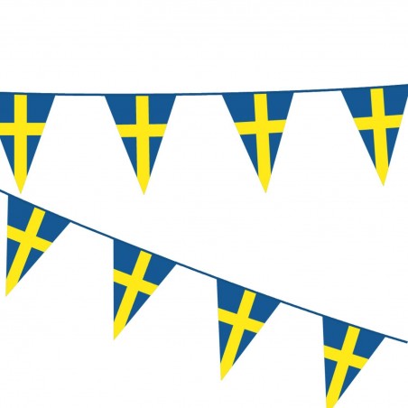 Midsommar - Pynt & Dekorationer - Vimpelgirlang 10m - Gul & Blå Sverige - 1