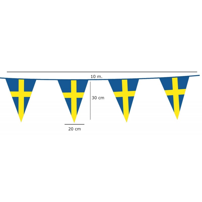 Midsommar - Pynt & Dekorationer - Vimpelgirlang 10m - Gul & Blå Sverige - 5