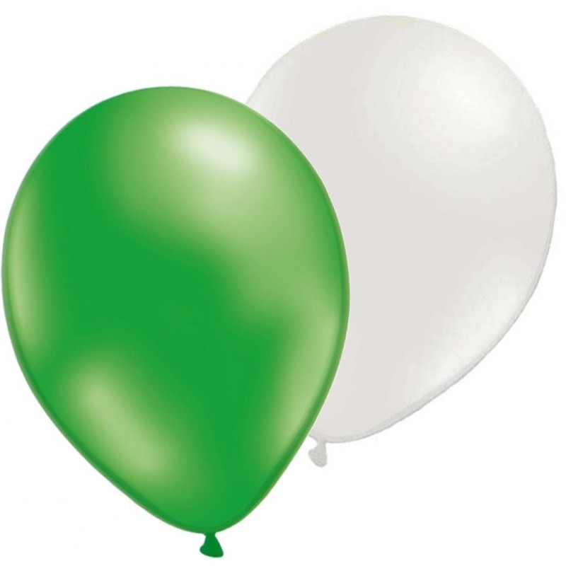 Ballonger - Mix ballonger 12-pack Grön metallic och Pärlemovit - 1