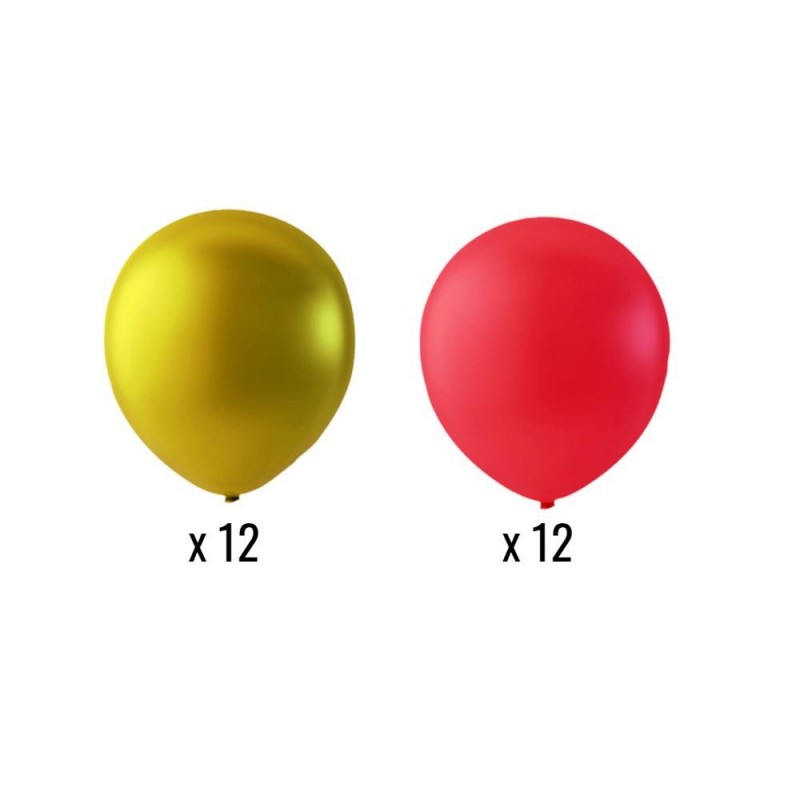 Ballonger - Latexballonger 24-pack Guld & Röda - 2