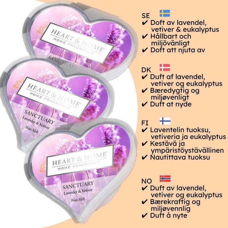 Doftljus, Doftvax och Aromalampor - Doftvax Sojavax Sanctuary Lavendel Mysk - Miljövänlig och Högkvalitativ Väldoftande Aromater