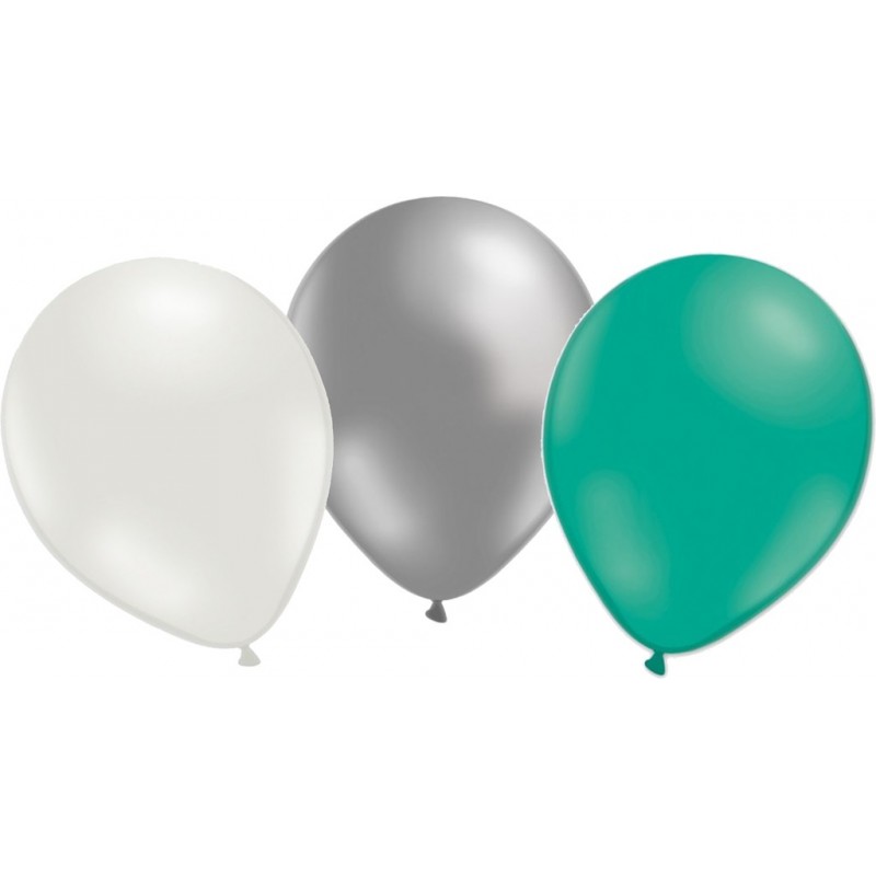 Ballongbuketter – Skapa Fantastiska Dekorationer för Alla Tillfällen! - Ballonger 24-pack Silver, Vit och Grön - 1