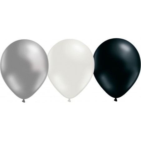 Ballongbuketter – Skapa Fantastiska Dekorationer för Alla Tillfällen! - Ballonger Silver Vit Och Svart 12-Pack - 2