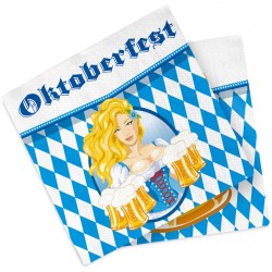 Oktoberfest tillbehör - Oktoberfest Servetter 3-lags 20-pack - Tjocka Pappersservetter med Blått och Vitt Mönster - 1