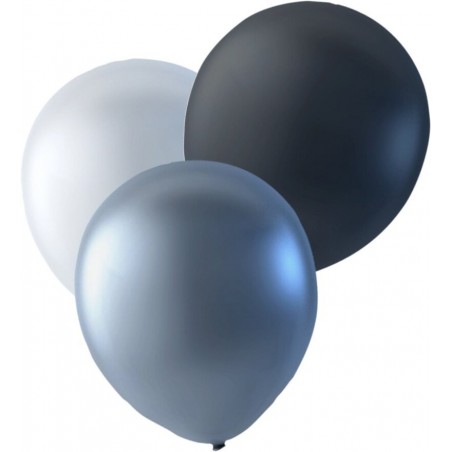 Sassier.se – Din Källa för Festdekorationer och Partytillbehör! - Metallic Ballonger Silver, Vit & Svart - 1