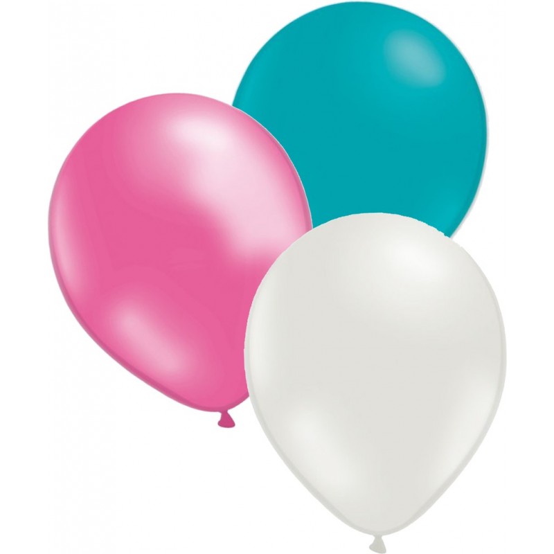 Sassier.se – Din Källa för Festdekorationer och Partytillbehör! - Ballonger 24-pack 3 färger turkos, vit och rosa - 1