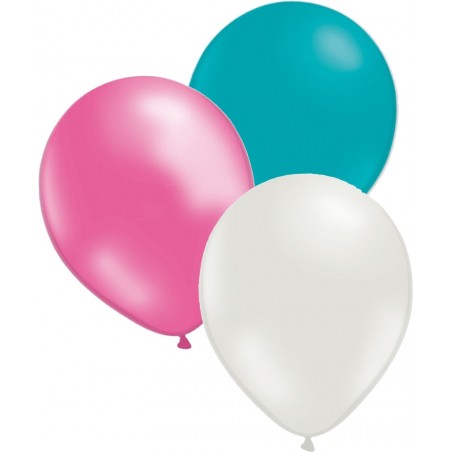 Sassier.se – Din Källa för Festdekorationer och Partytillbehör! - Ballonger 24-pack 3 färger turkos, vit och rosa - 1