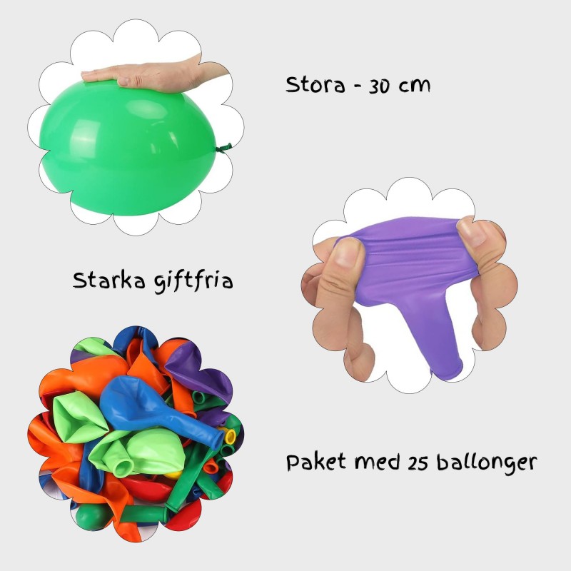 Latexballonger – Färgstarka Val för Alla Dina Festdekorationer - Ballonger Blandade Färger 25-pack - Regnbågsballonger för Födel