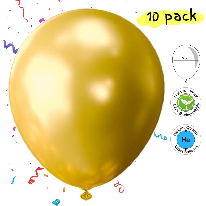 Latexballonger – Färgstarka Val för Alla Dina Festdekorationer - Ballonger Latex Guld Metallic 10-pack 30 cm (12 tum) - 3