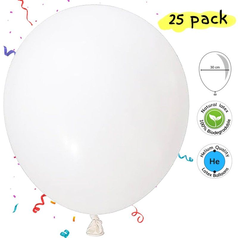 Enfärgade Ballonger – Stilrena Dekorationer för Enkla och Eleganta Fester - Vita Ballonger för Bröllop - 25-pack - 3