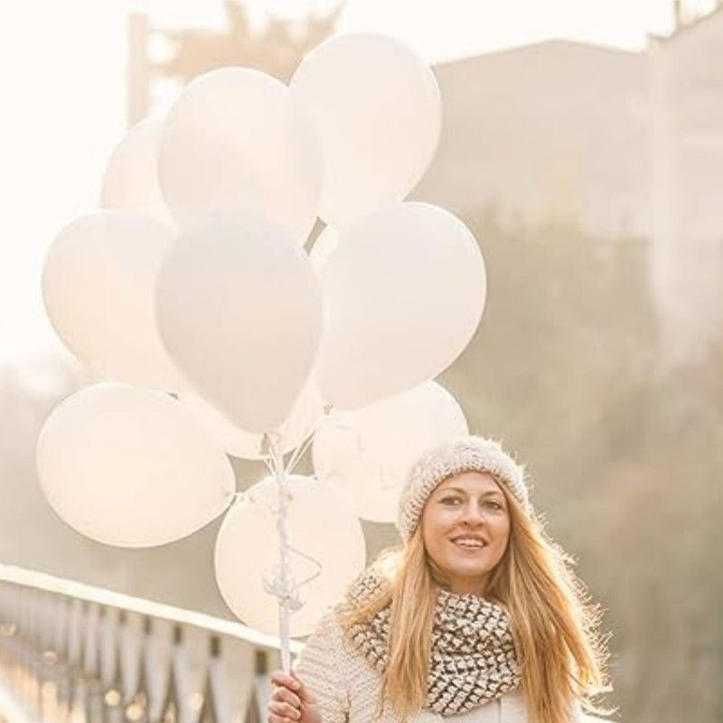 Enfärgade Ballonger – Stilrena Dekorationer för Enkla och Eleganta Fester - Vita Ballonger för Bröllop - 25-pack - 4