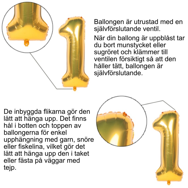 Sifferballonger – Skapa Minnesvärda Födelsedagsfiranden med Stil - Guld Nummerballonger 0-9 - Stora Sifferballonger - 33