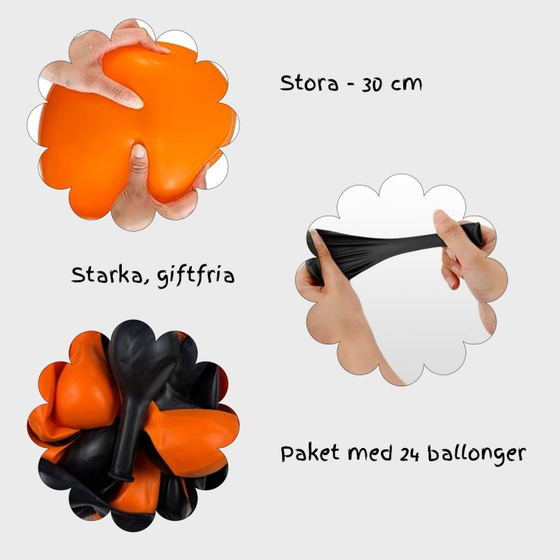 Halloween Dekoration - Ballonger Orange Svart Halloween Ballong Orange Svart - Halloween Dekorationer, Hokus Pokus Dekoration, P