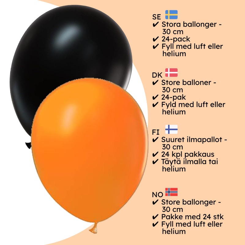 Halloween Dekoration - Ballonger Orange Svart Halloween Ballong Orange Svart - Halloween Dekorationer, Hokus Pokus Dekoration, P