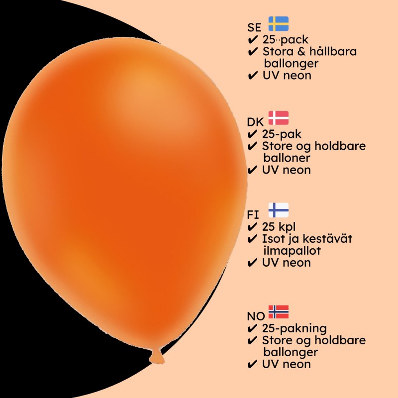 Halloween Dekoration - Ballonger Neon Orange - Orange Neon Halloween Färgglada, Latexballonger för Halloweenfester och Födelseda