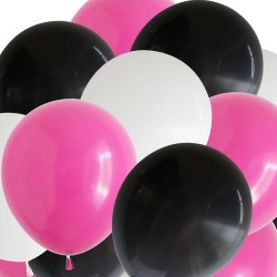 Latexballonger – Färgstarka Val för Alla Dina Festdekorationer - Ballonger Rosa, Vit och Svart 24-pack - 1