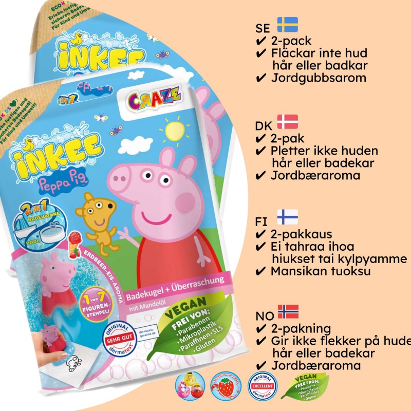 Badbomber – Skäm Bort Dig Själv med Avkopplande och Färgglada Badrutiner! - Badbomb Barn Greta Gris 2-pack - 2