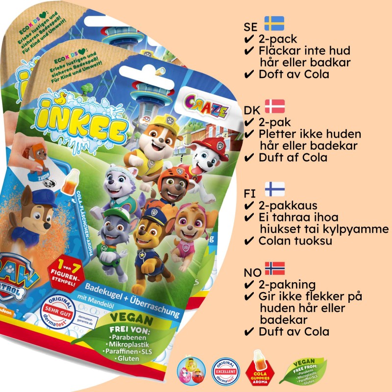 Badbomber – Skäm Bort Dig Själv med Avkopplande och Färgglada Badrutiner! - Badbomb Barn Paw Patrol 2-pack - 2