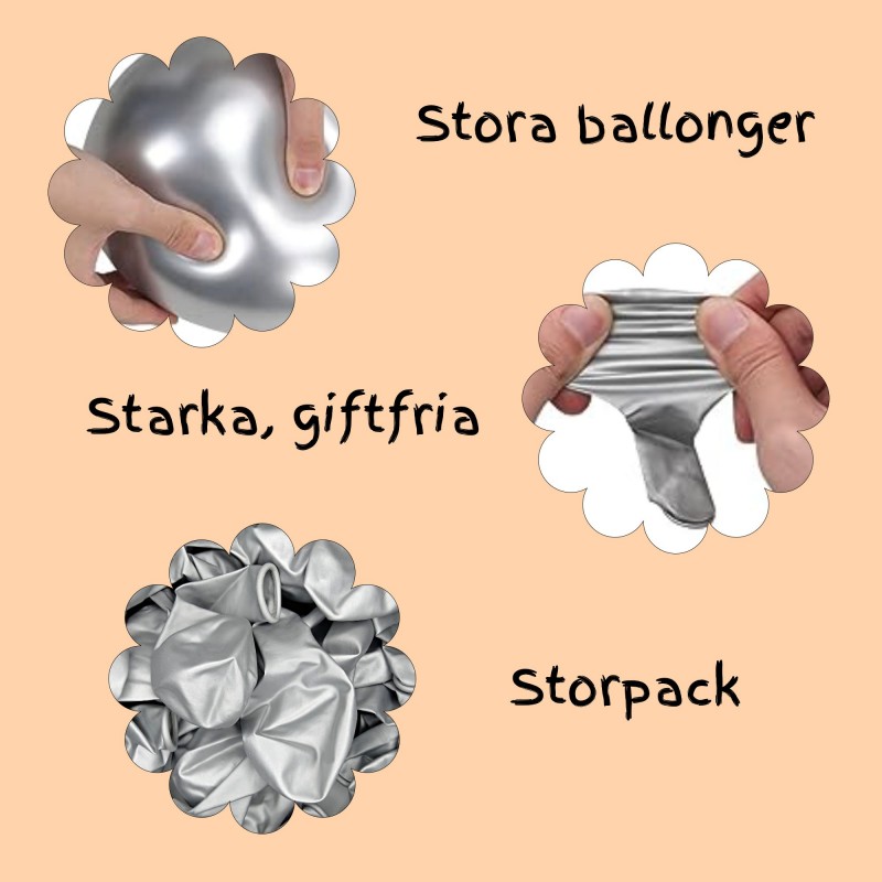 Latexballonger – Färgstarka Val för Alla Dina Festdekorationer - Ballonger Silver Chrome Latex - 24-pack - 2