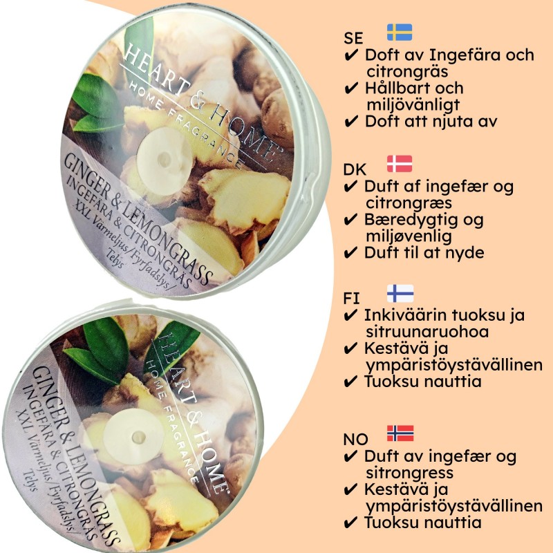 Doftljus, Doftvax och Aromalampor - Exklusivt Doftljus med Ginger & Lemongrass - 2