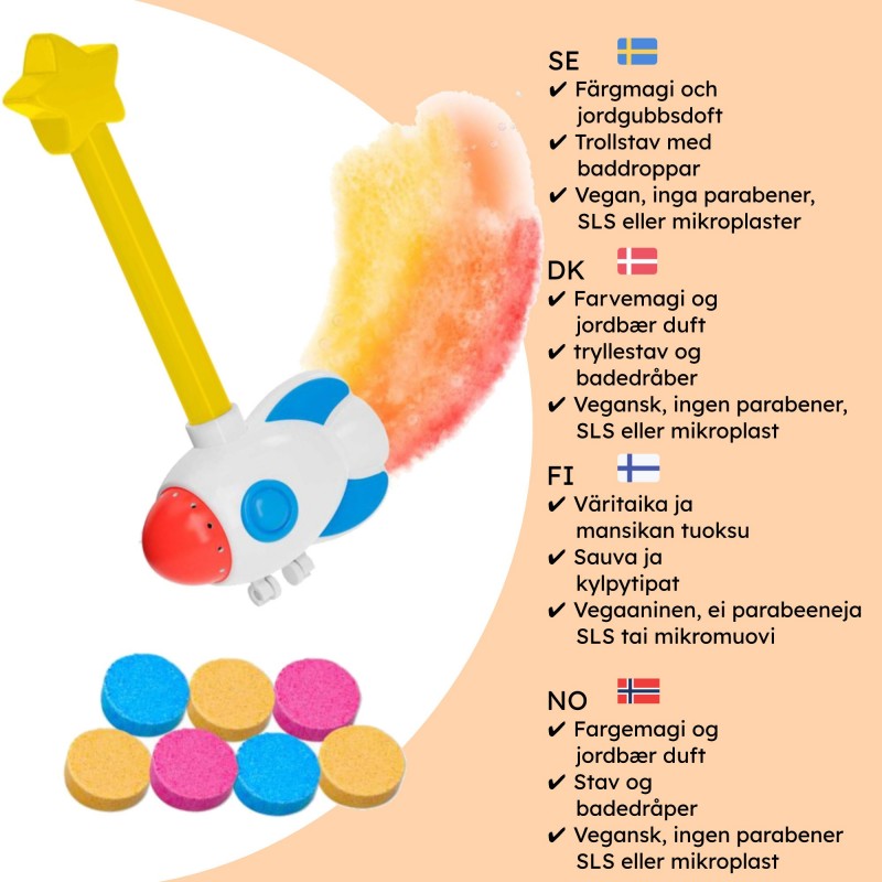 Badbomber – Skäm Bort Dig Själv med Avkopplande och Färgglada Badrutiner! - Magiskt Badkul Med Inkee Rocket Wand Set - 2