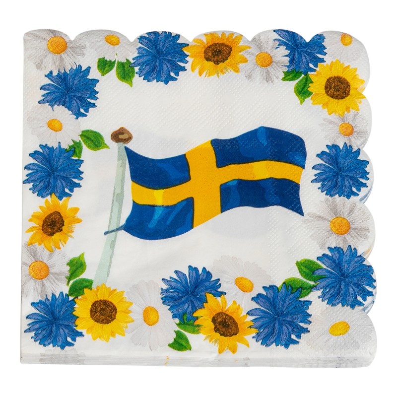 Studenten - Svenska Flaggan Servetter med Blommotiv - 1