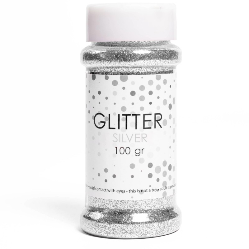 Sassier.se – Din Källa för Festdekorationer och Partytillbehör! - Silver Glitter 100 gram Ballongglitter - 1