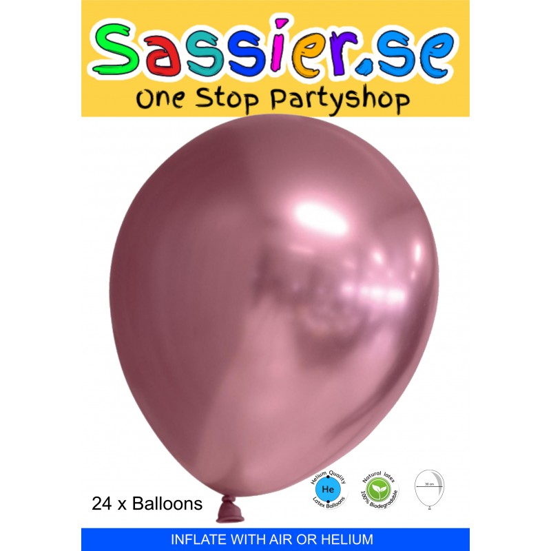 Enfärgade Ballonger – Stilrena Dekorationer för Enkla och Eleganta Fester - Sassier Ballonger Latex Chrome | Mirror | Reflex  Ro