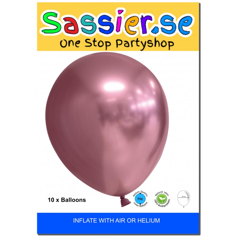 Enfärgade Ballonger – Stilrena Dekorationer för Enkla och Eleganta Fester - Sassier Ballonger Chrome Mirror Reflex Rosa -10 pack