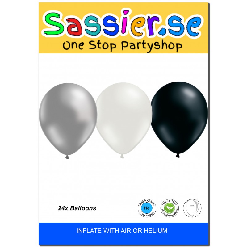 Ballonger - Ballonger 24-pack: Silver, Vit & Svart - 5