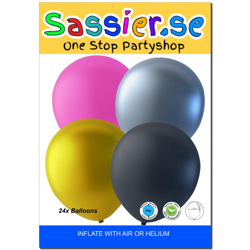 Ballonger - Ballonger mix 24-pack Rosa, Guld, Silver och Svart - 5