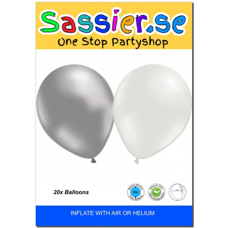 Ballongbuketter – Skapa Fantastiska Dekorationer för Alla Tillfällen! - Premium Ballonger 20-pack Silver Vit - 5