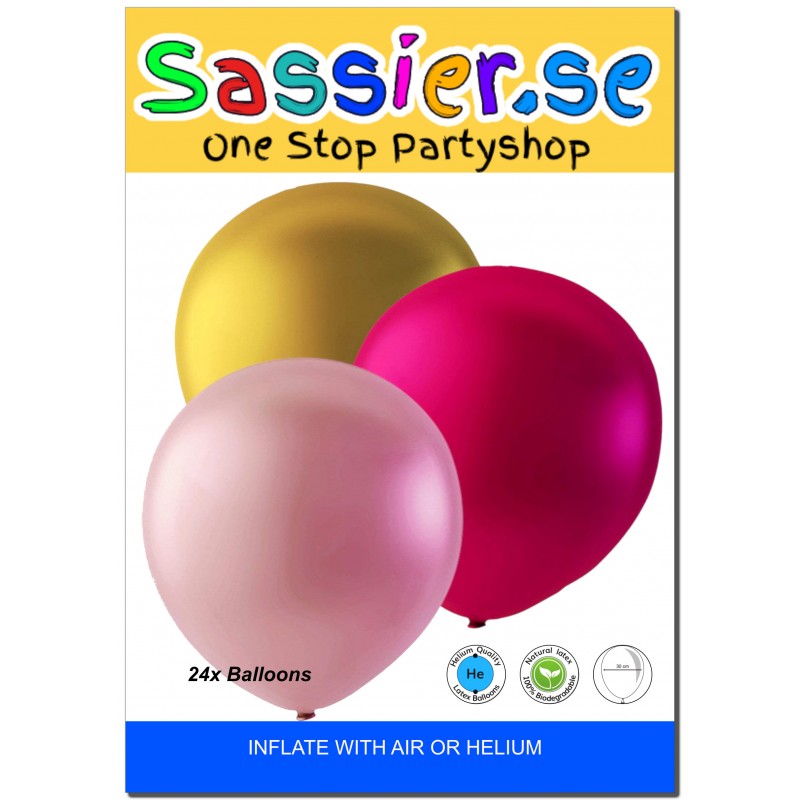 Guld & Rosa Ballonger 24-Pack 30cm.  Förpackning front