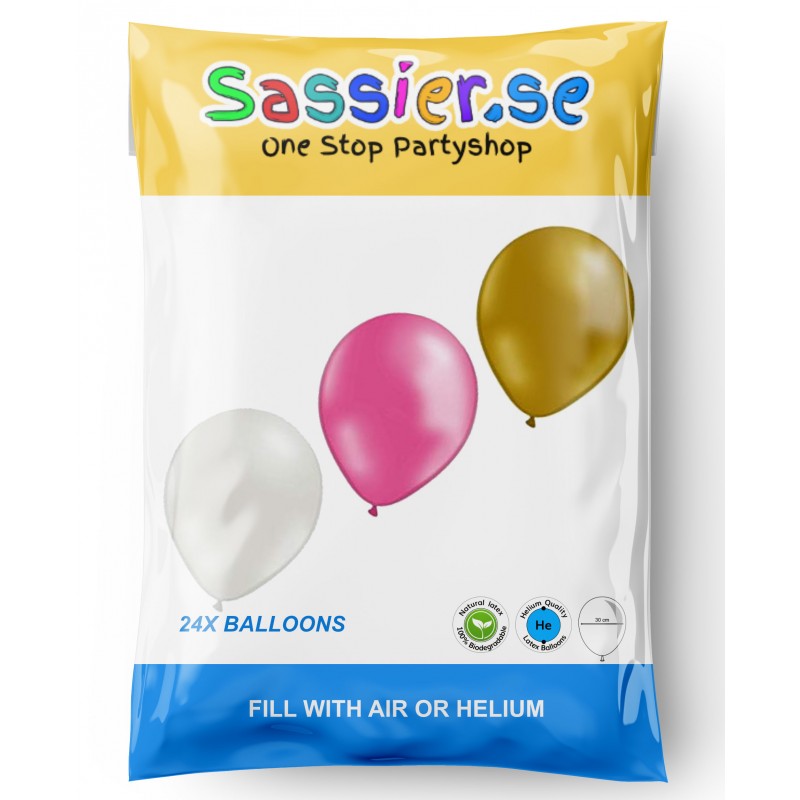 Latexballonger – Färgstarka Val för Alla Dina Festdekorationer - Ballonger Guld, Vit och Rosa  24-pack - 5