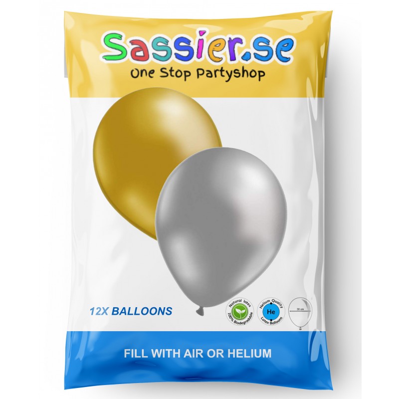 Latexballonger – Färgstarka Val för Alla Dina Festdekorationer - Ballonger 12-pack  Silver/Guld - 4