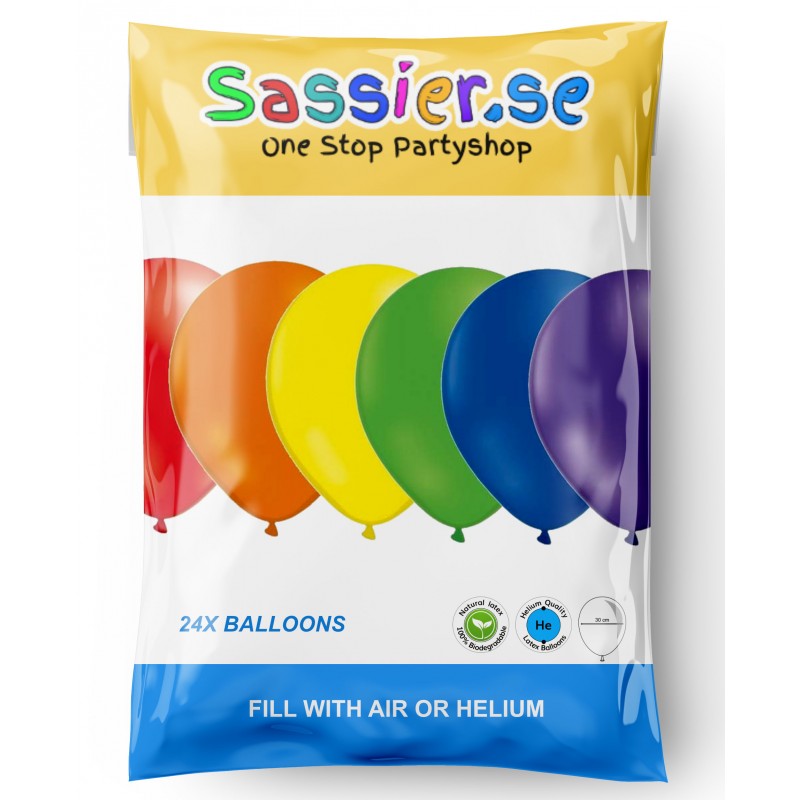 Ballonger 24-pack i härliga pride regnbågsfärger - förpackning front