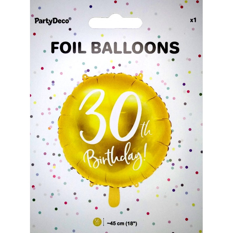 Ballonger - Folieballong Guld 30 år | 45 cm - 6