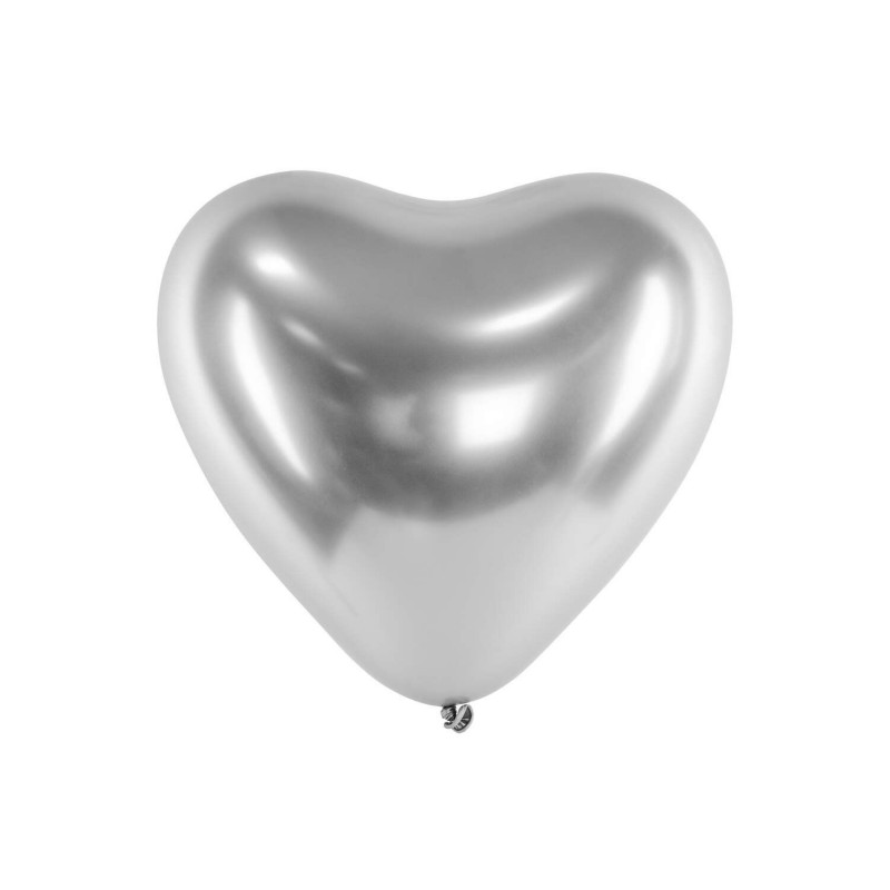 Ballonger - Ballonger Latex Hjärta Mix Guld - Silver | Chrome Effekt 10-pack - 2